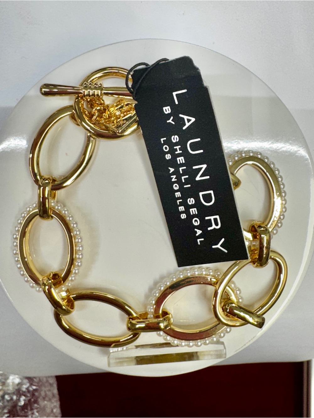 Laundry By Shelli Segal Gold Link Bracelet with Pearl Accents